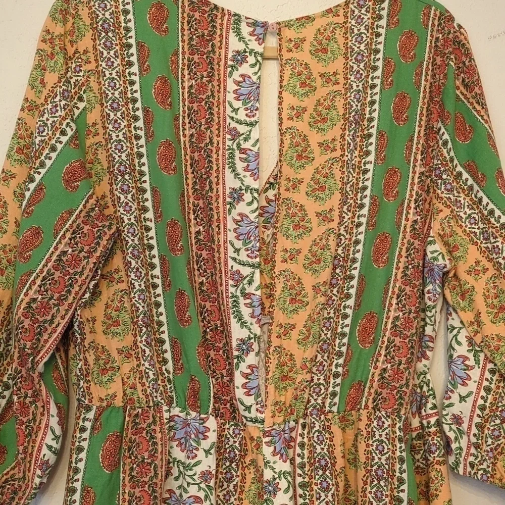 Zara Linen Blend Summer Festival jumpsuit Bohemian  romper back split vacation L